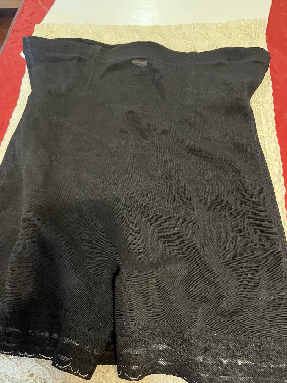 VTG BLACK NYLON OPAQUE SHEER HIGH WAIST RUCHED GIRDLE FIRM SHAPER PLUS3X