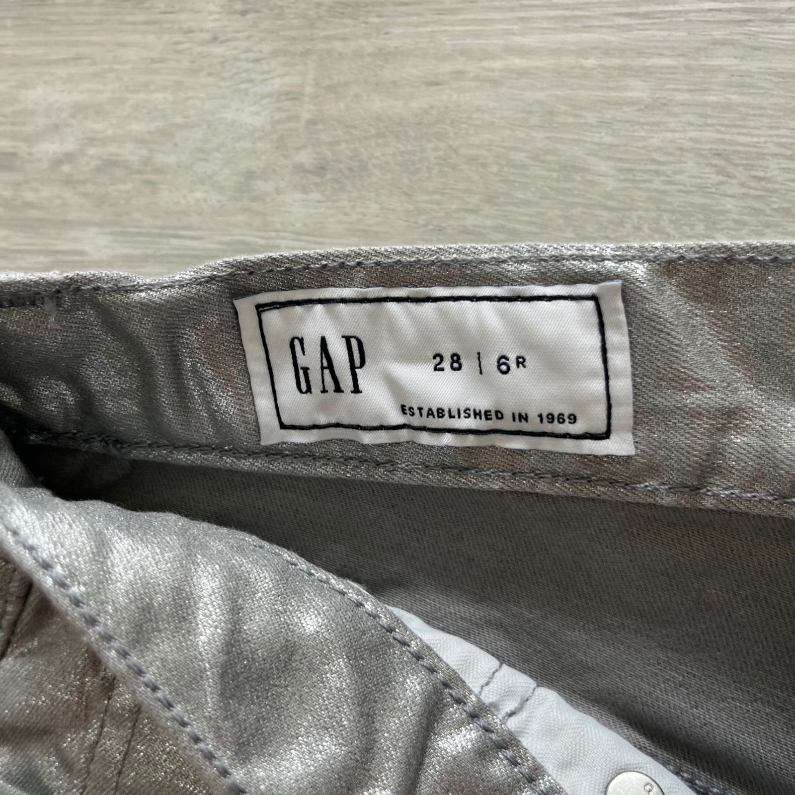 GAP High Rise Jorts Denim Shorts Silver Co NWT Sz 28 Y2K Metallic Retro Coastal