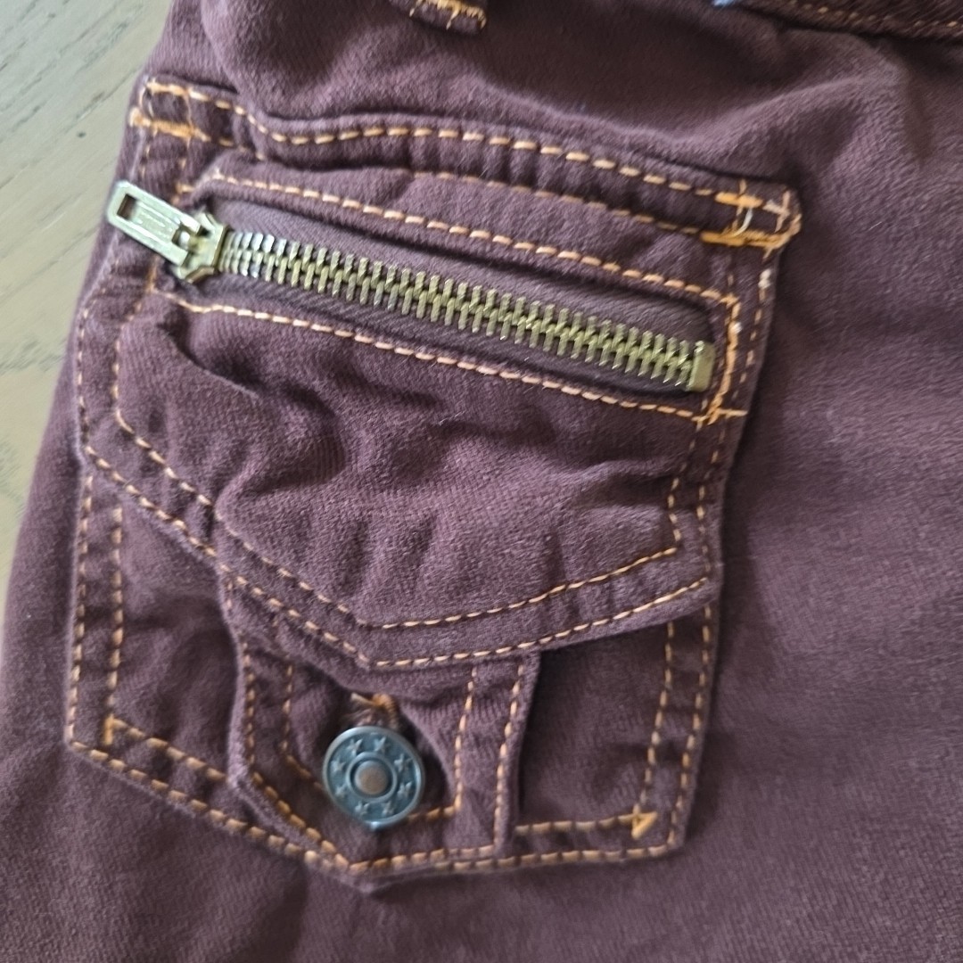 Vtg Alexander&rsquo;s Bell Bottom 100% Cotton Pants Front Pockets Zippers Maroon Sz00