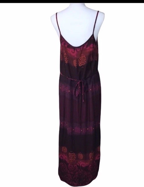 Vintage Boho Hippie Maxi Dress Spaghetti Strap Burgundy Red Sz S/M Jewel Tone