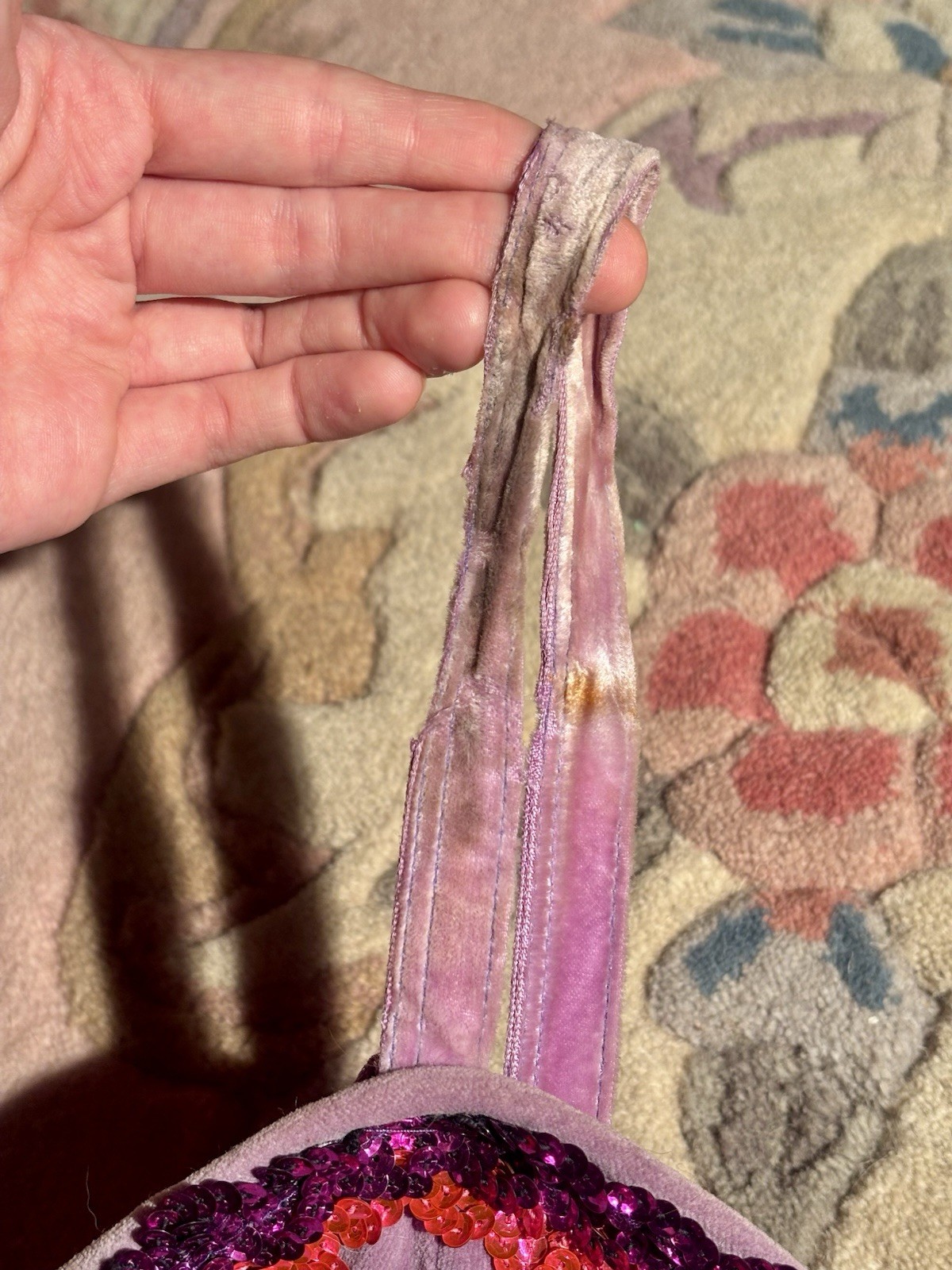 1960s/70s Lavender Velvet Sequin Stage Costume Dress, Size S-M