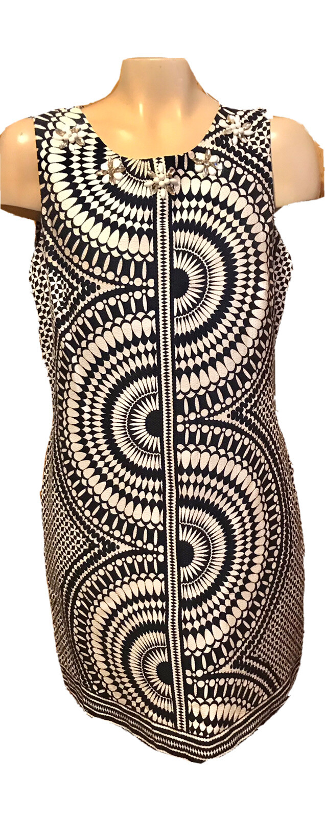 Mod Hippie Vintage Dress Geometric Just Taylor Black White Artop Design 14 New