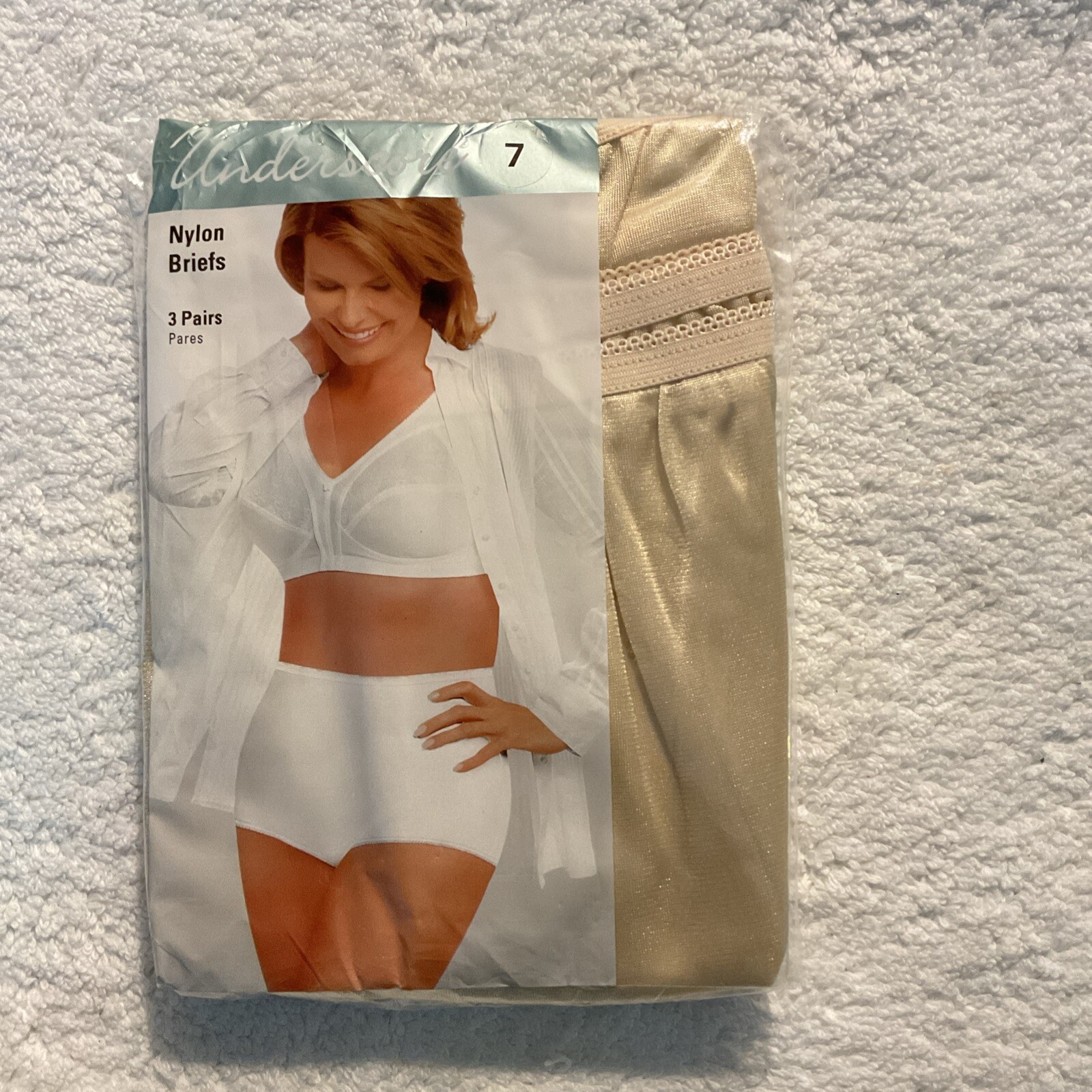 J C Penney Underscore Nylon Full Brief Panties 7 Large NIP 3 Pack Nude