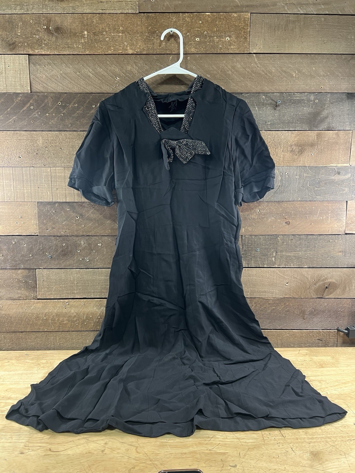 Vintage Handmade Theater Dress Black Tie Silver Zippers