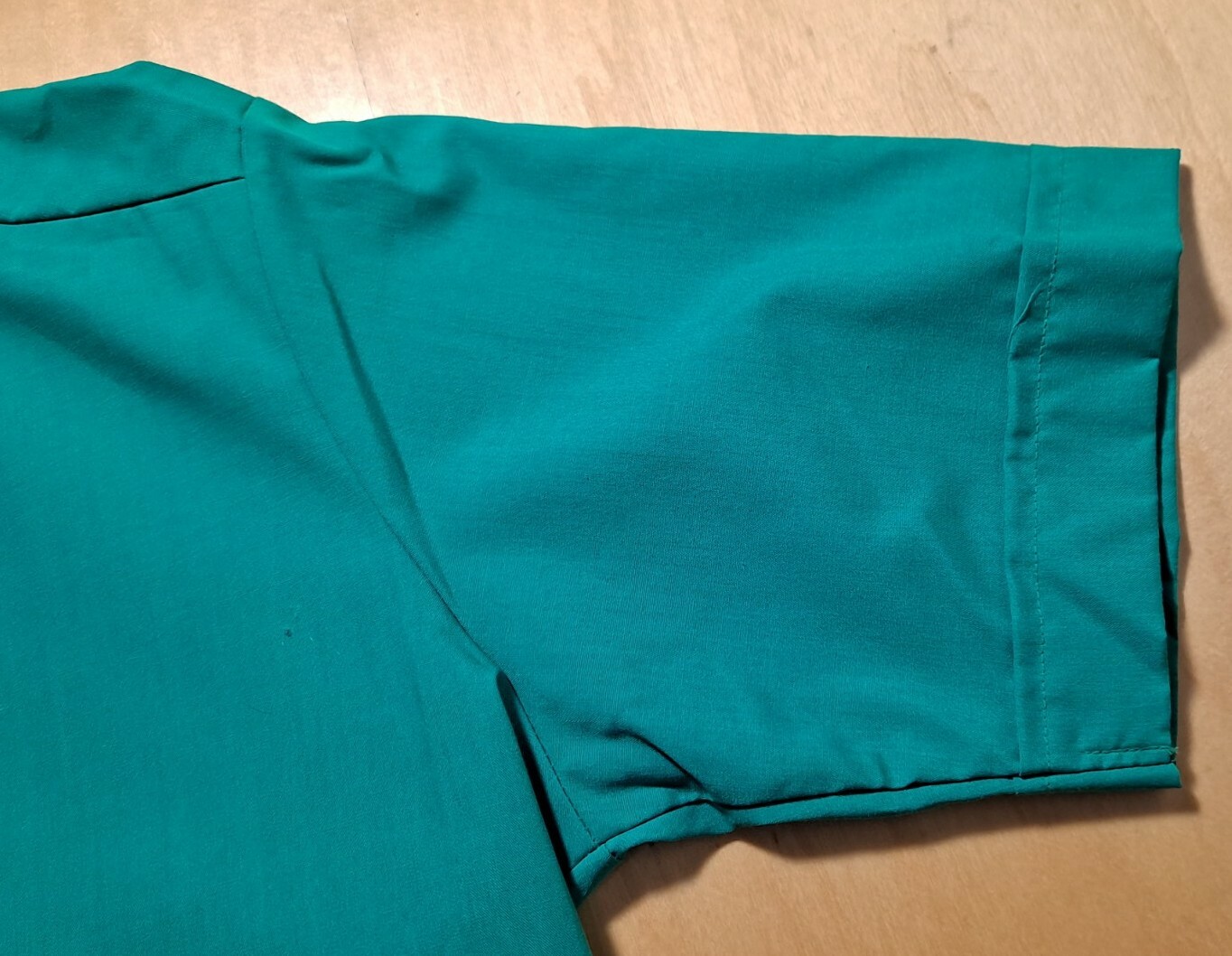 Vtg. 60s-70s Alexander&rsquo;s Green Polycotton Short Sleeve Blouse sz S NewWithTags