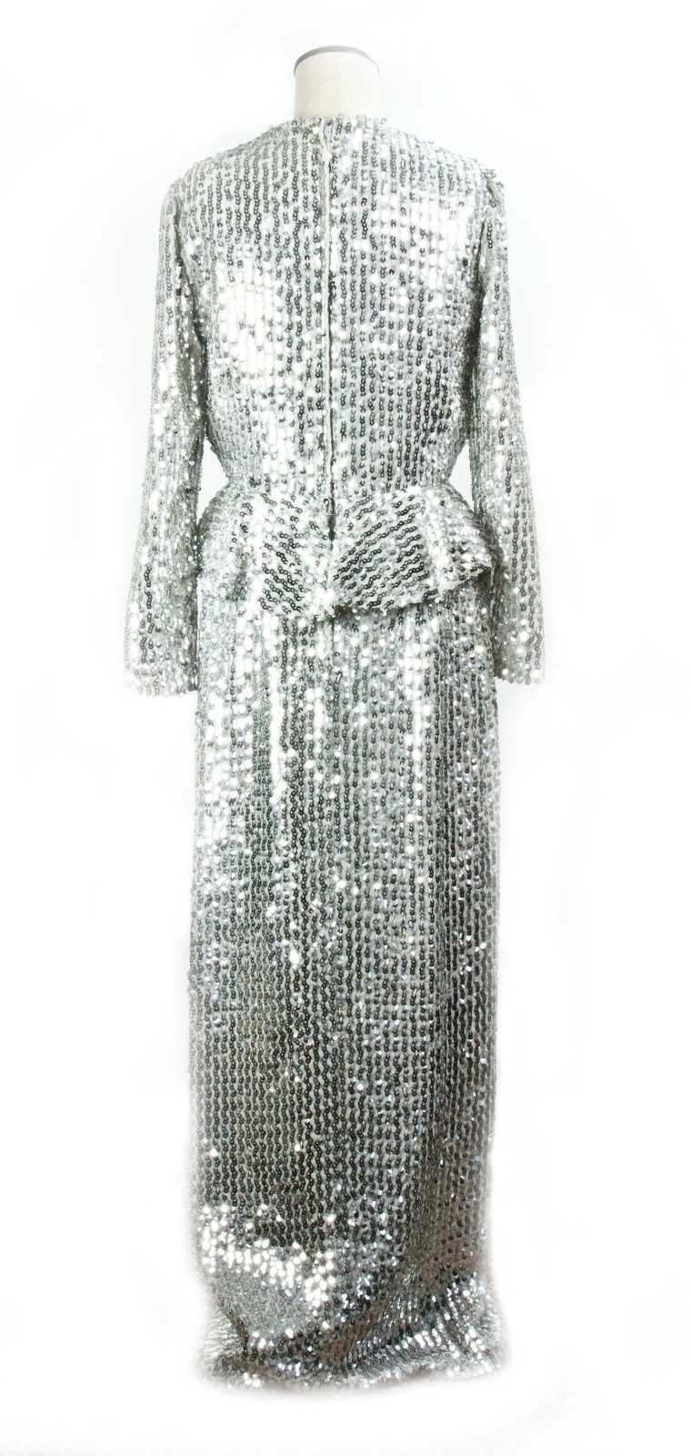 Vintage Silver Sequin Hollywood Gown | Stunning Film Costume | Metallic Glamour