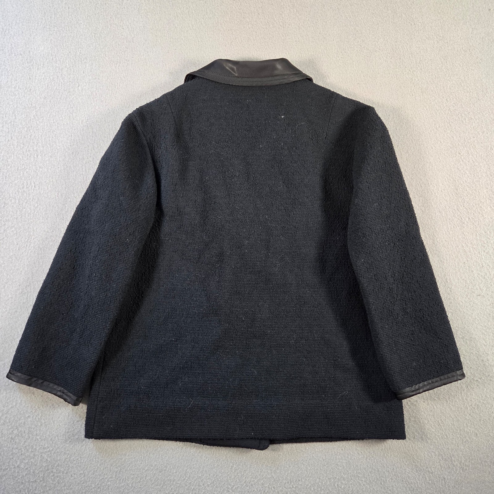 Vintage Butte Knit Jacket Womens Small Black Wool Double Breast Peacoat 60s 70s