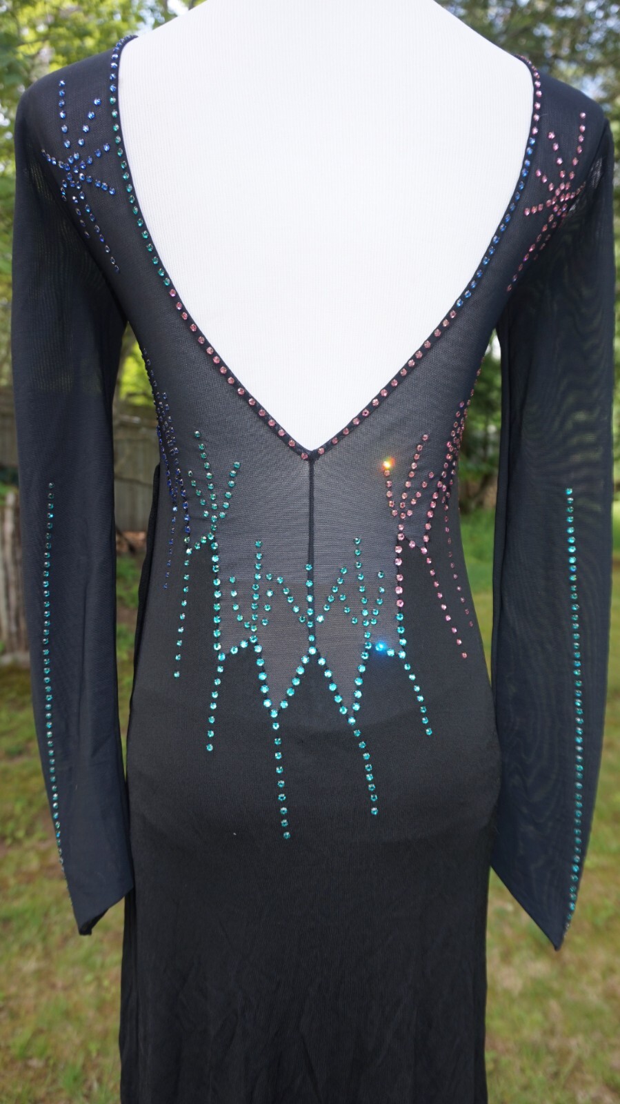 Vtg Giorgio di Sant&rsquo;Angelo Multicolor Rhinestone Stretchy Netted Bodysuit Dress