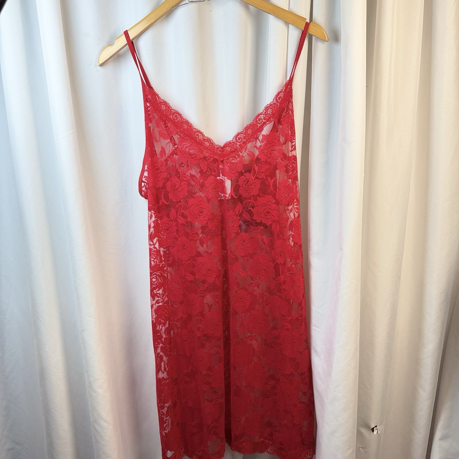 Vtg 90&rsquo;s Delta Burke Intimates Night Dress Babydoll Red Lace Nightie 3X Sexy NWT