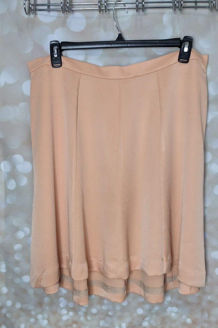 Vintage Women&rsquo;s Peach Plus Size Slight A-Line Silky Texture Skirt 40 inch waist
