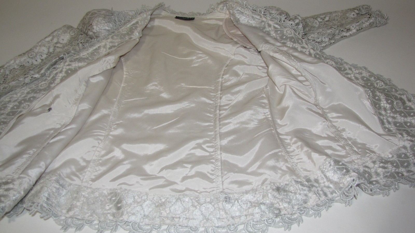 Vtg 80&rsquo;s Cachet 2 Pc.Set Jacket + Maxi Skirt Pale-aqua Lace Lined Women&rsquo;s 9/10