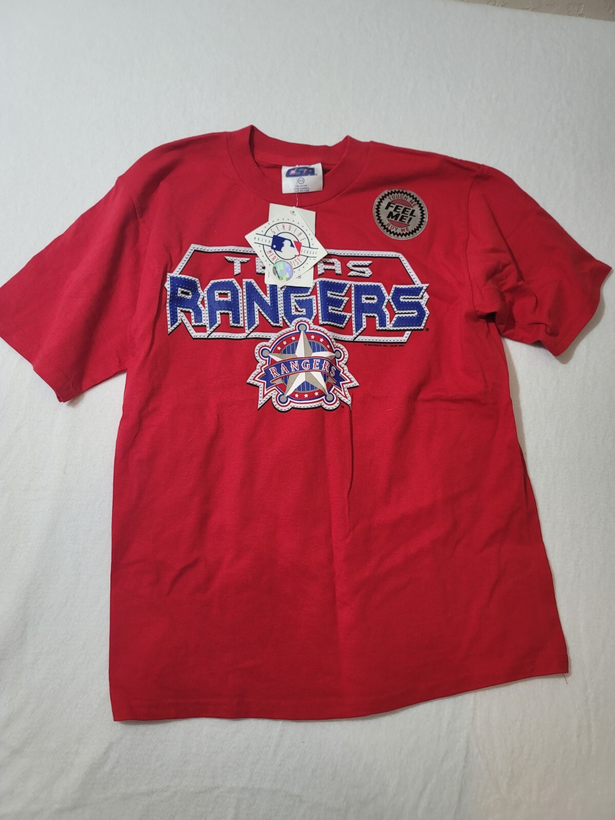 Vintage Texas Rangers MLB Shirt 2001 NWT SZ 14/16 READY FOR YOUR SHE CAVE