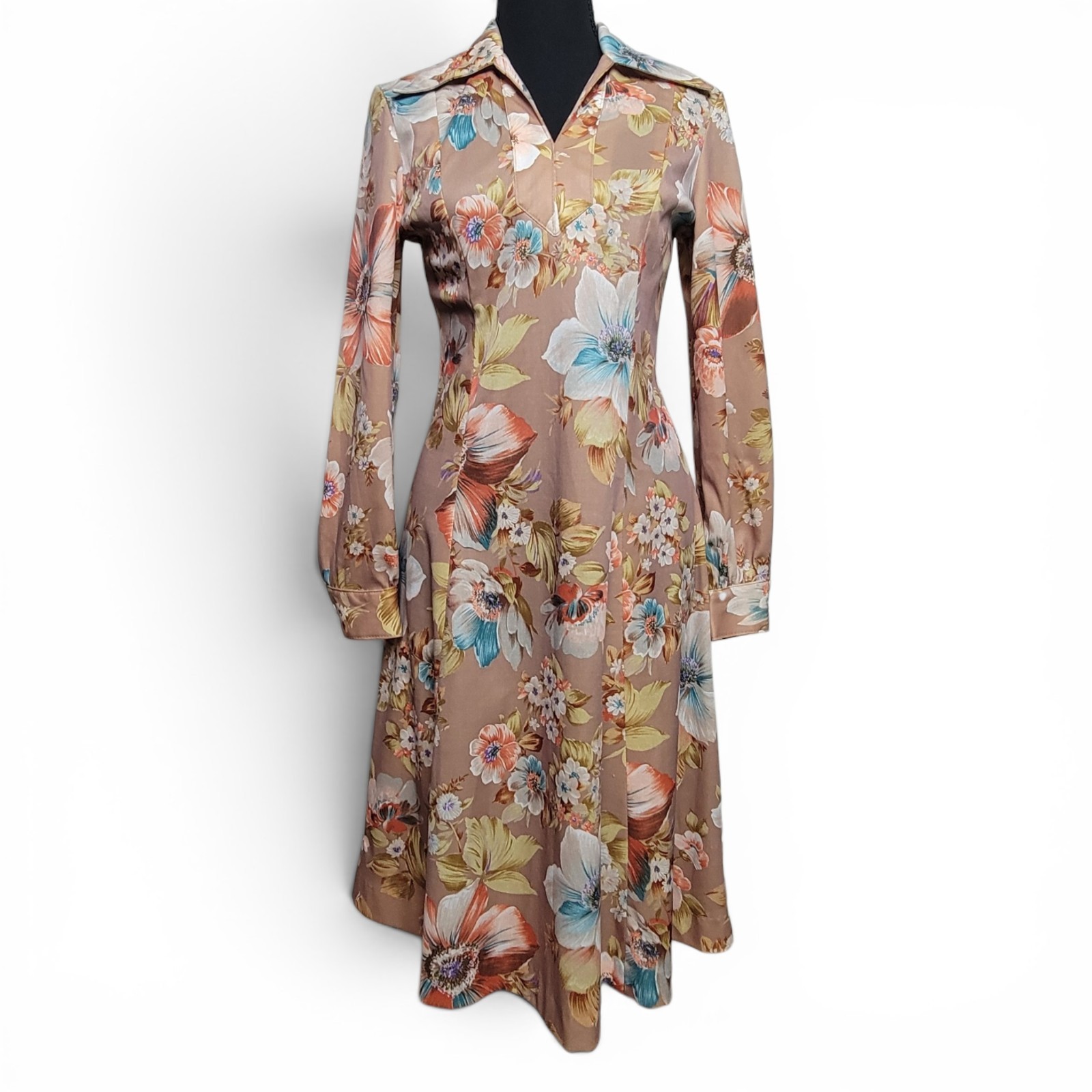 70s Style Midi Dress Women&rsquo;s 6 Handmade Floral Disco Hippie Retro Boho Cottage