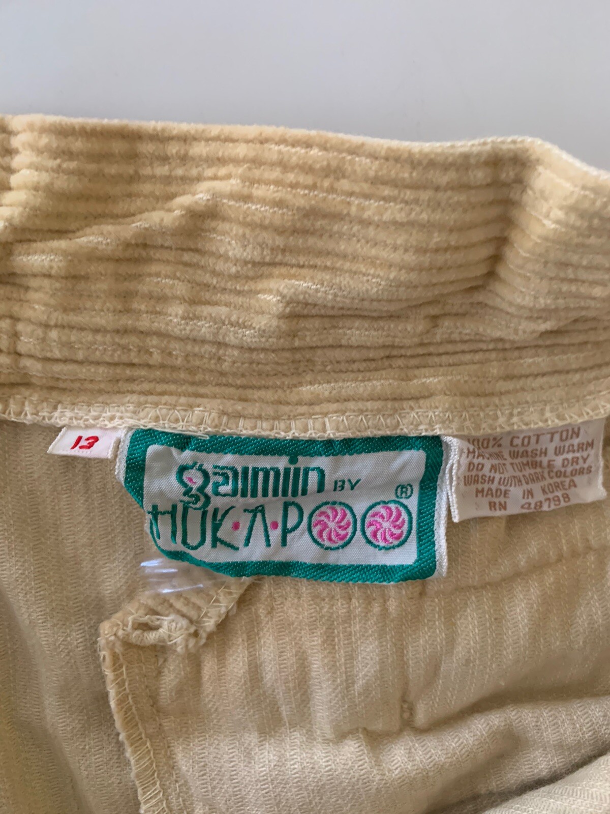 Vintage 70s Bell Bottom Flare Wide Leg Pants HUK A POO Khaki Corduroy Hipster
