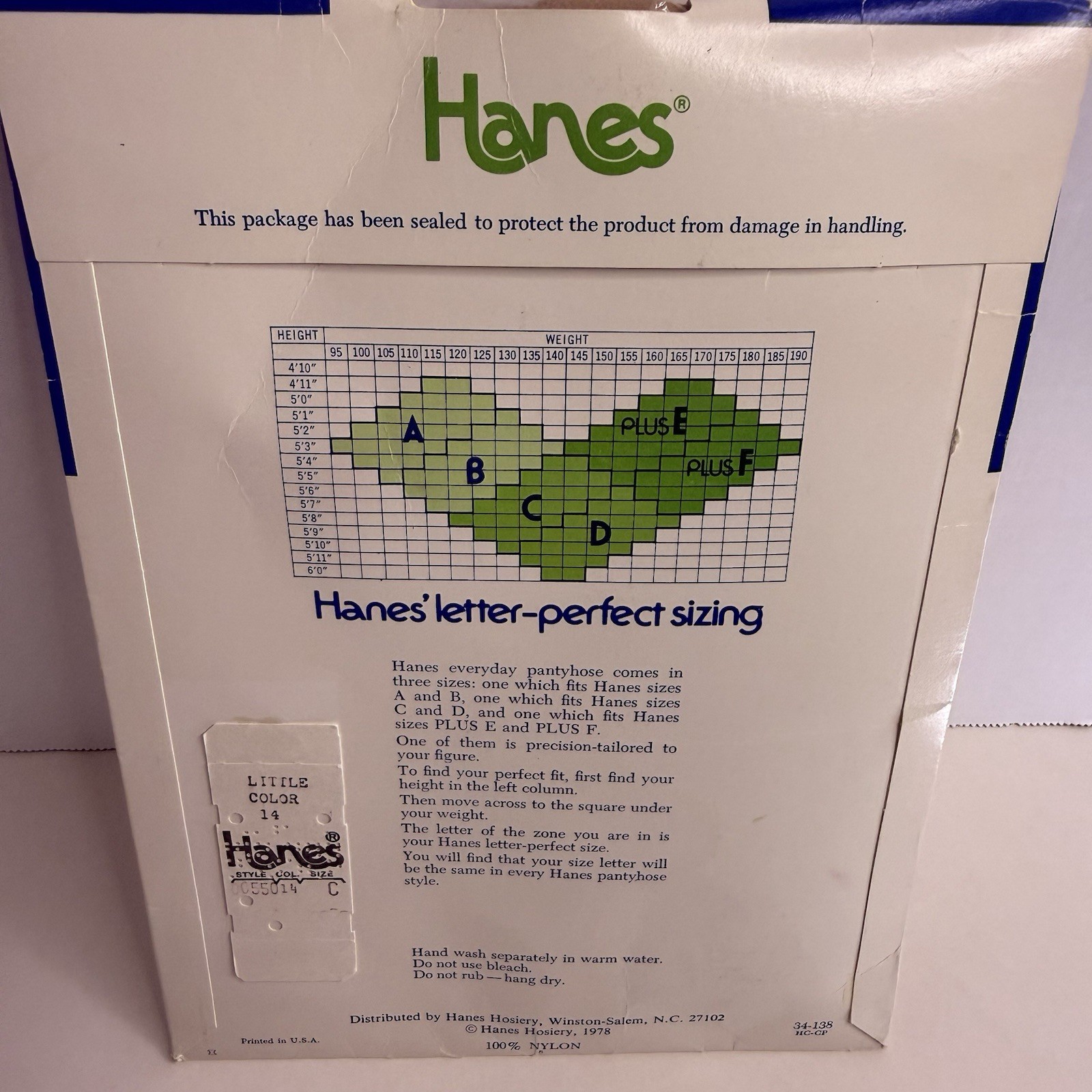 Vintage 1978 Hanes “Everyday” Pantyhose – Size C‑D – Little Color – NOS