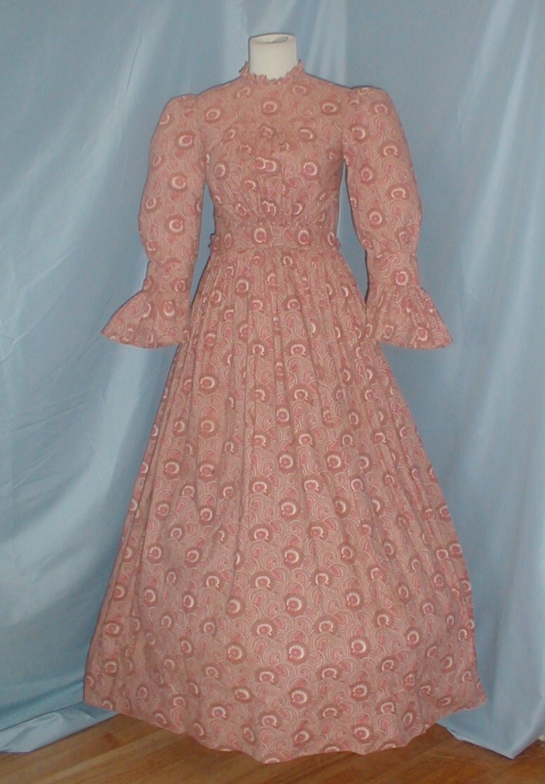 Antique Dress Victorian 1880&rsquo;s Orange Paisley Print Cotton Prairie Dress