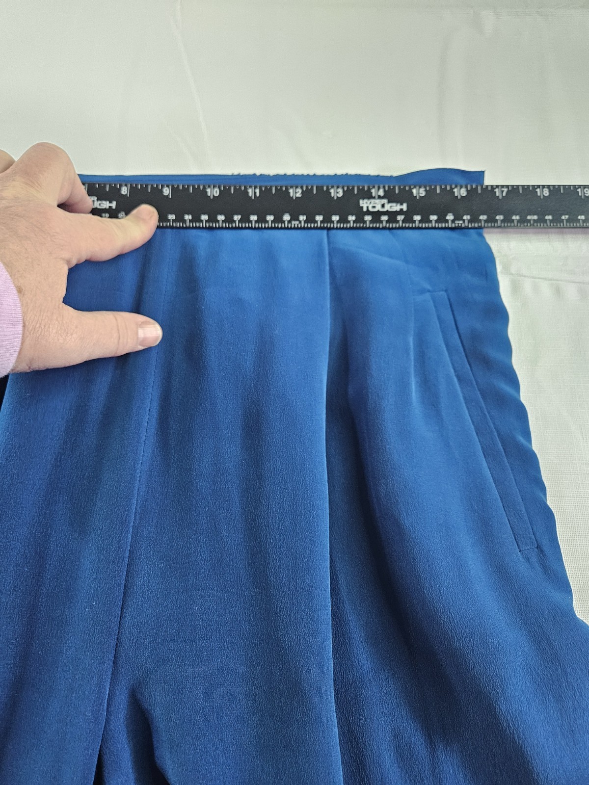 Vtg 90&rsquo;s Patrick Collection 100% Silk Pant Suit Women 12 Blue Shoulder Pad Read