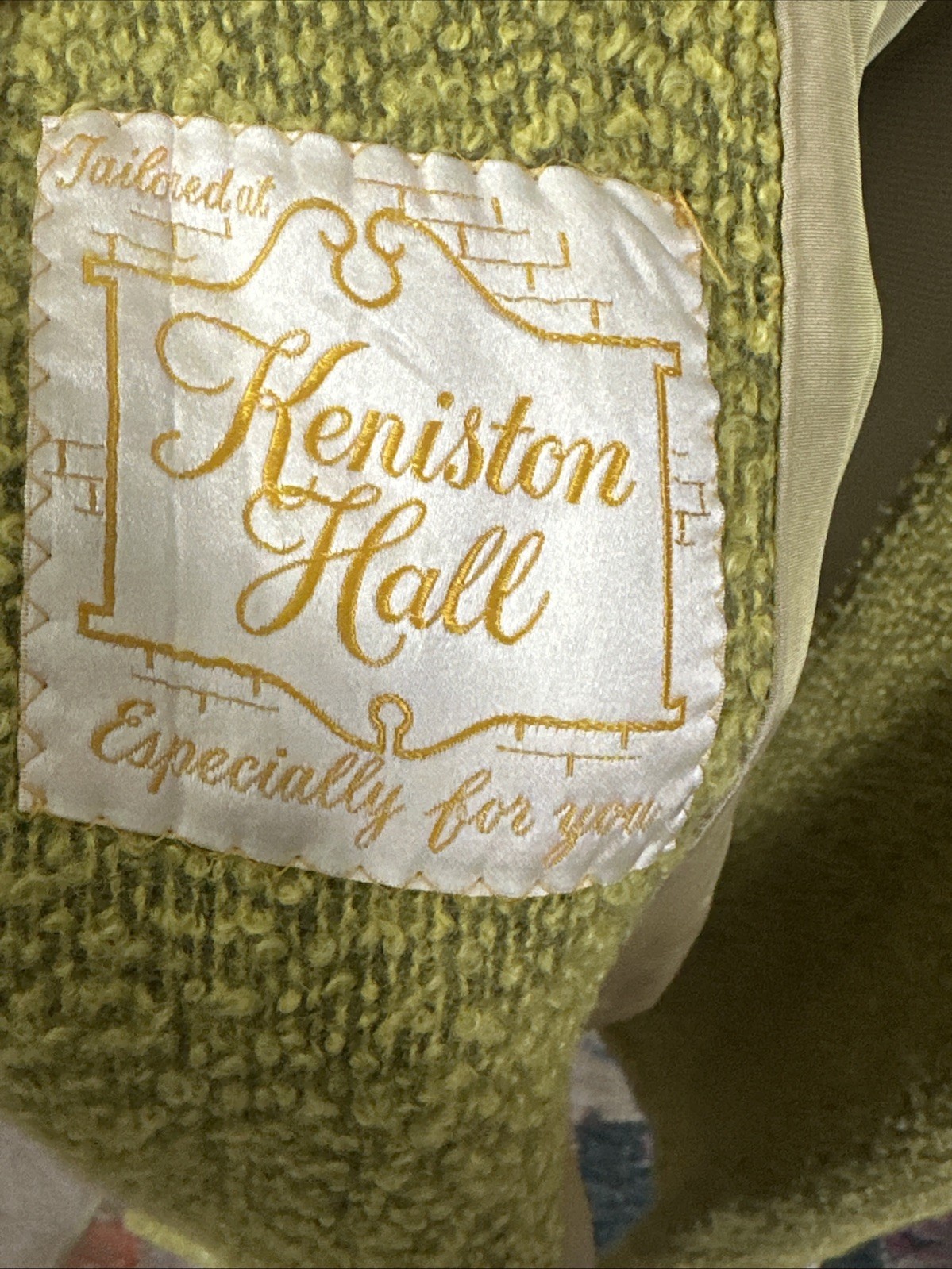 Vtg Jordan Marsh Boston Long Chartreuse Coat