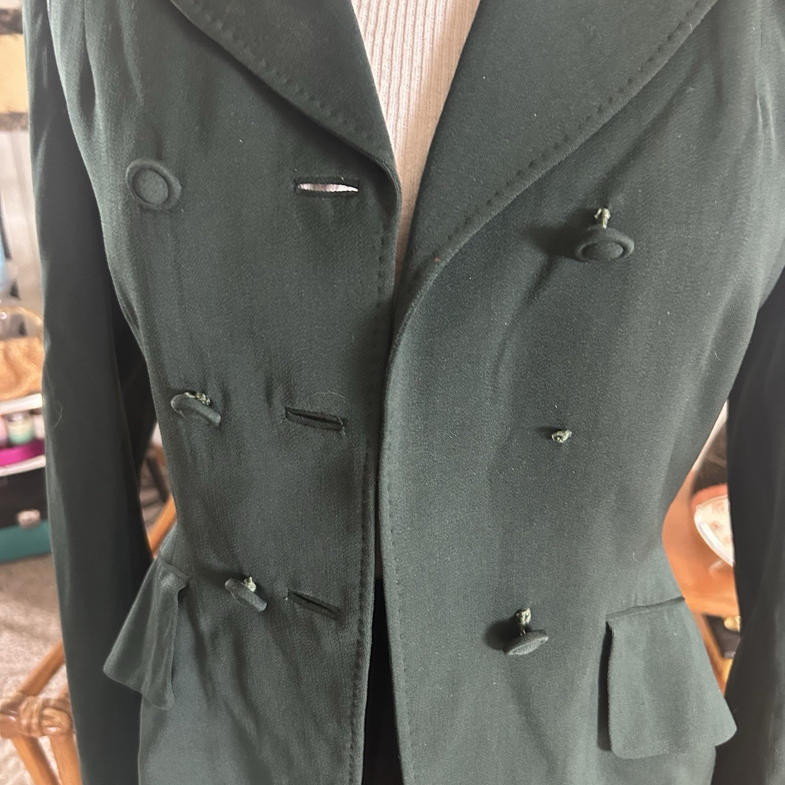 Vintage 1940s Jacket | Blazer | Dark Green | S | Suit Coat | 40s | Flaws