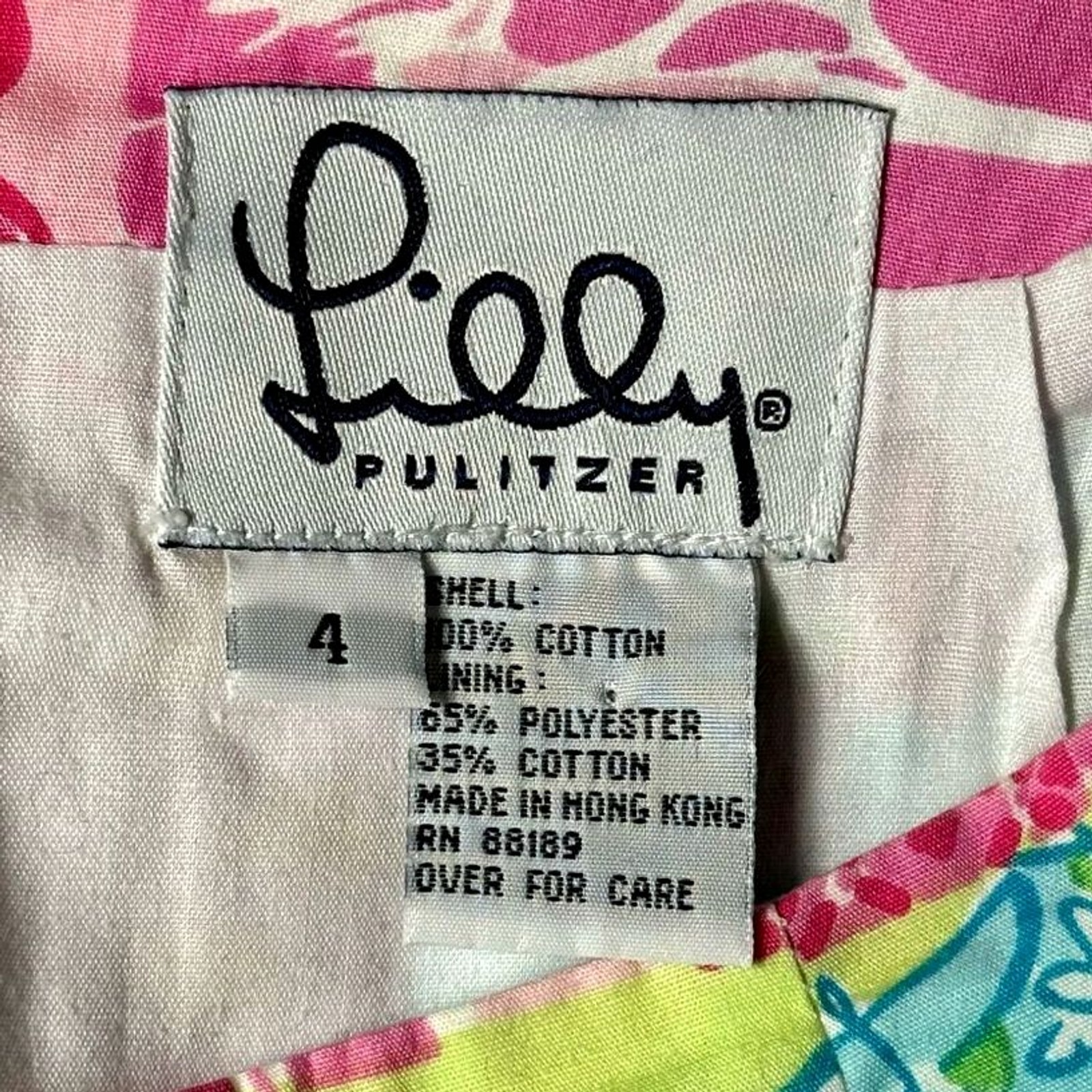 Vtg 2001 Lilly Pulitzer White Label Palm Beach Patchwork Skirt Sz 4 Made in HK