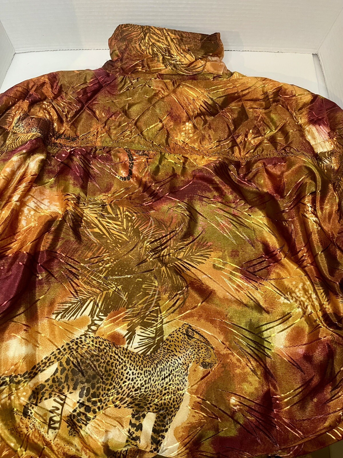 Vintage Kaktus Leopard Print Jungle Jumper 30” Mom Pants Full Zip Jacket Large