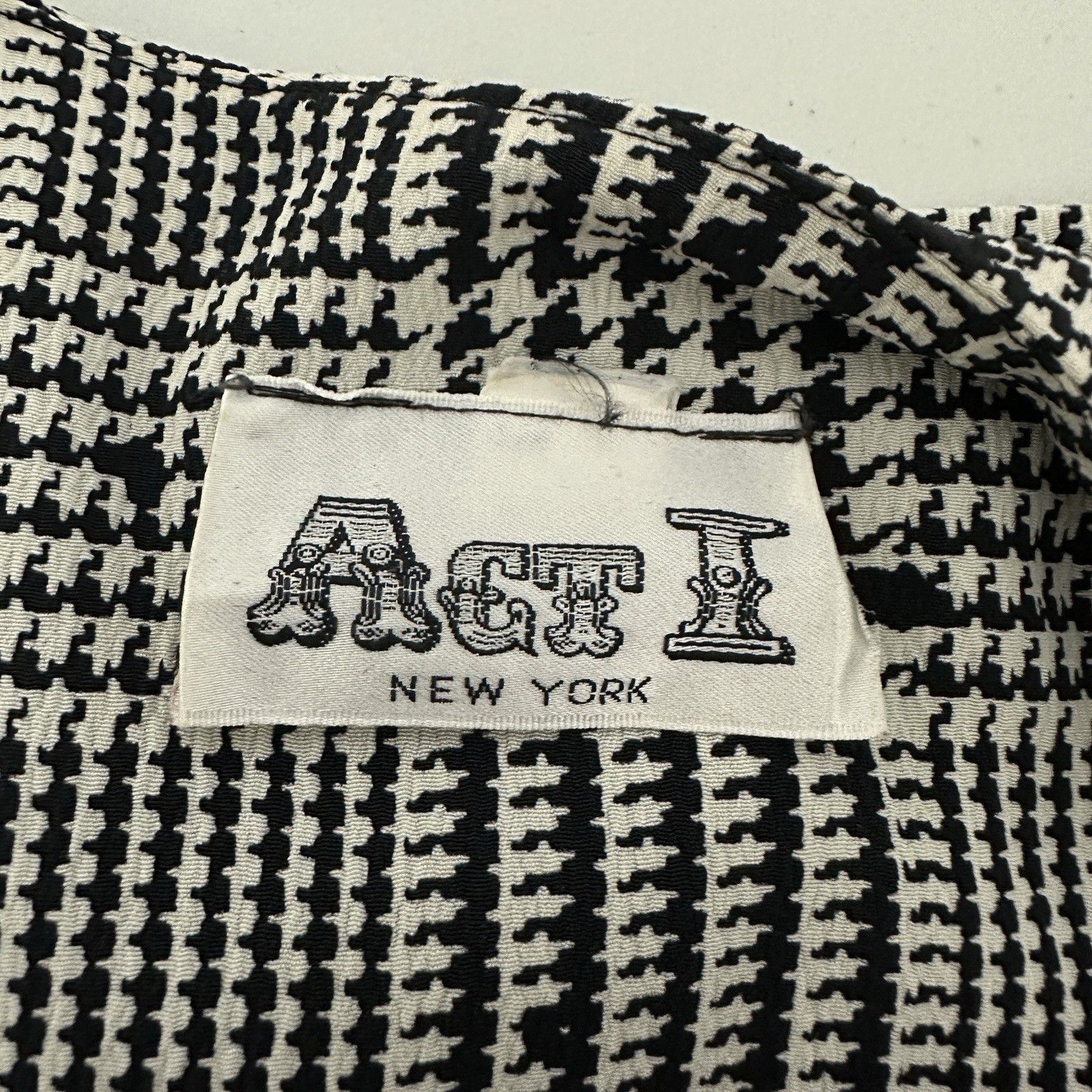 VTG 80s ACT II Women Suit 12 Ivory Houndstooth Check Plaid Power Classic Office
