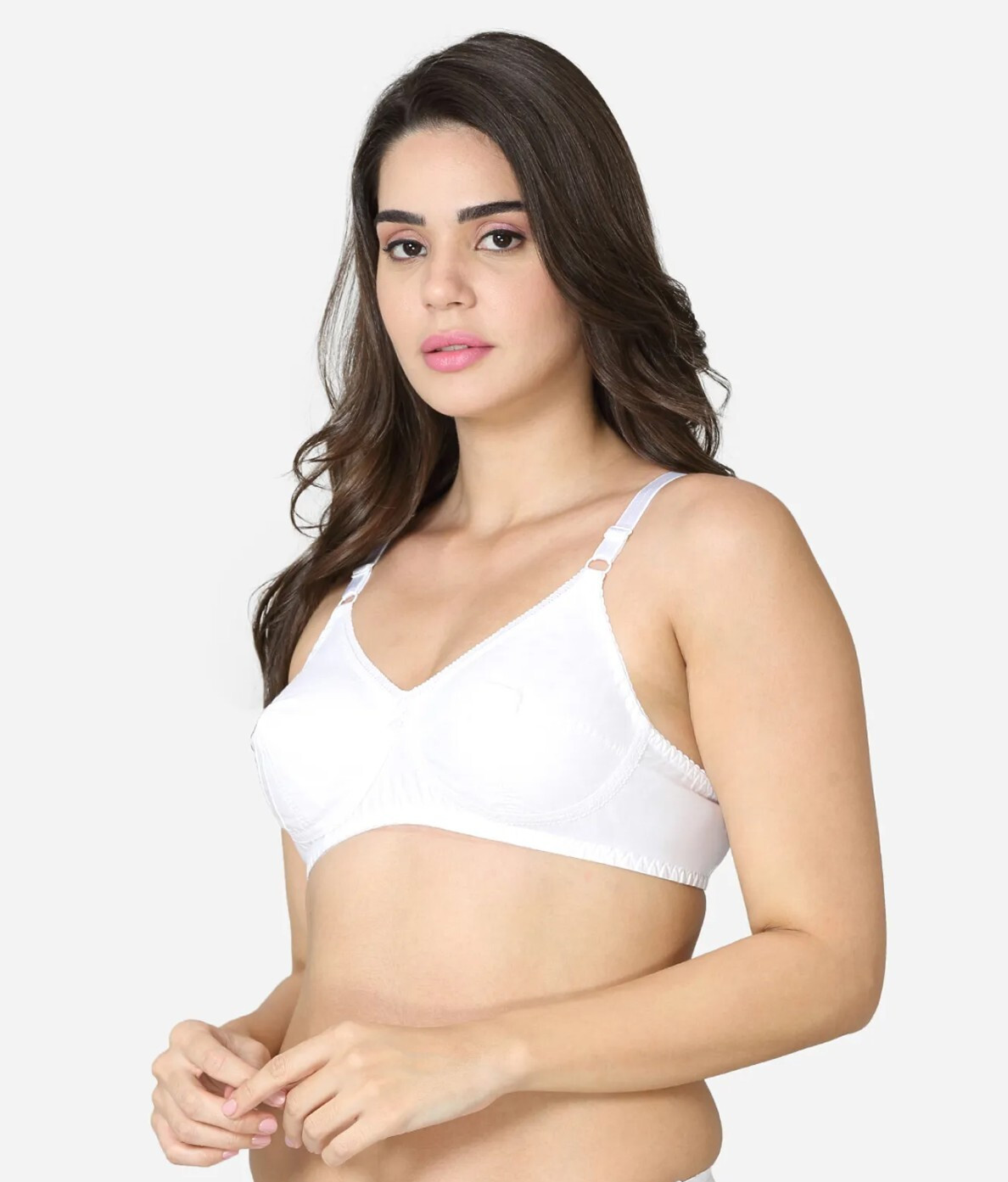 Saree Bra – WHITE Double Layered Plus Size Non Padded Wireless Cotton Sexy Bra