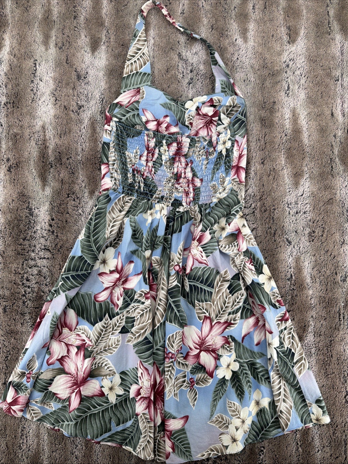 Vintage Hilo Hattie&rsquo;s Hawaii Floral Halter Dress Beach Cover Up Floral Hawaiian