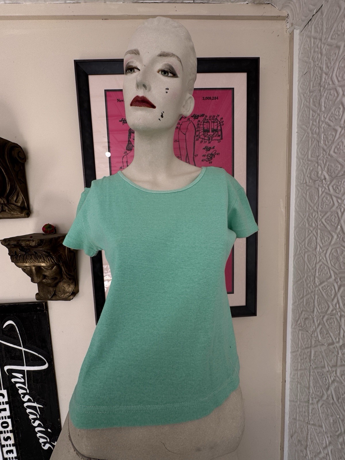 Vintage 1990s Dress Set-Knit-Floral-Spring-Cottage Green Pink-T Shirt-Tank-M