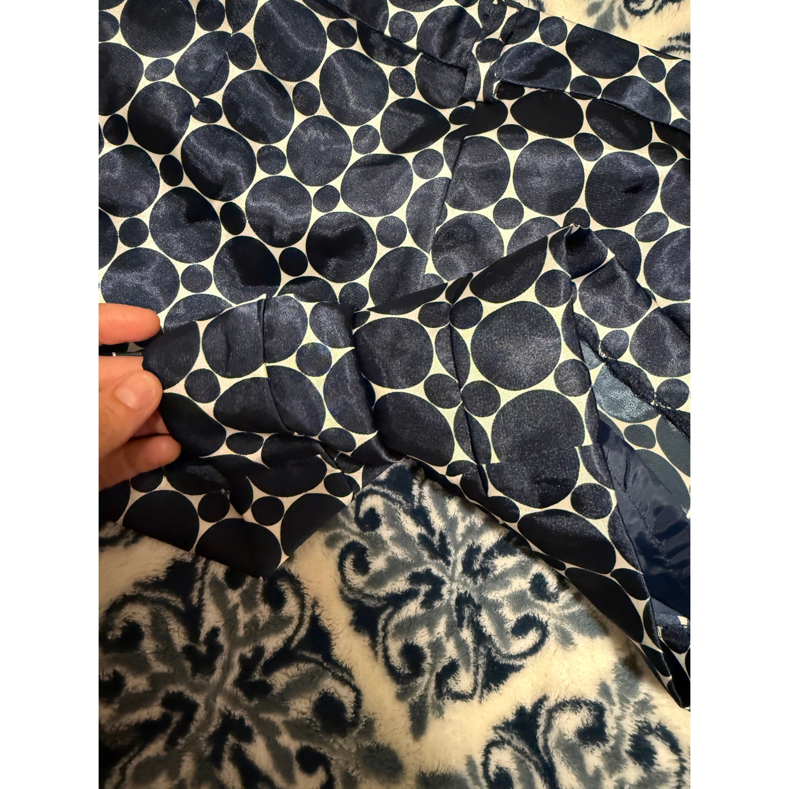 Y2K Forever 21 Satin Micro Mini Polka Dot Geometric Shorts Navy Vintage 2000s S