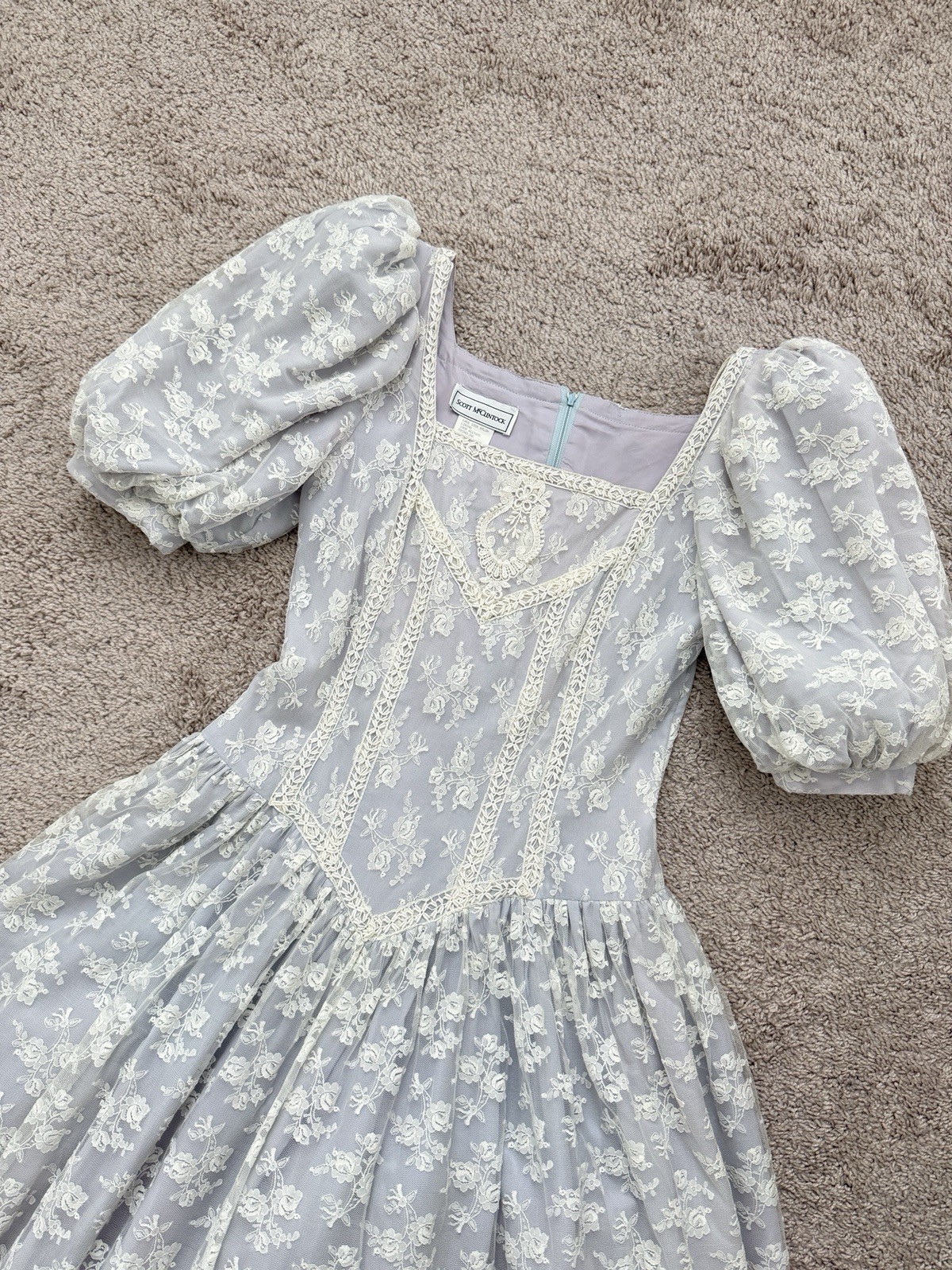Vintage Scott McClintock Dress Lavender Size 8 Cottagecore Floral 80s PLace USA