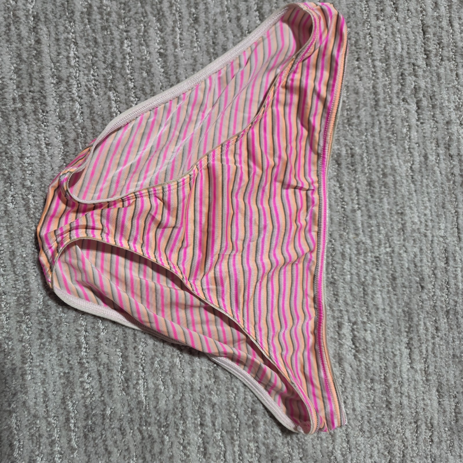 Victoria&rsquo;s Secret Everyday Perfect Pink Stripe Silky Satin Bikini Panty Medium