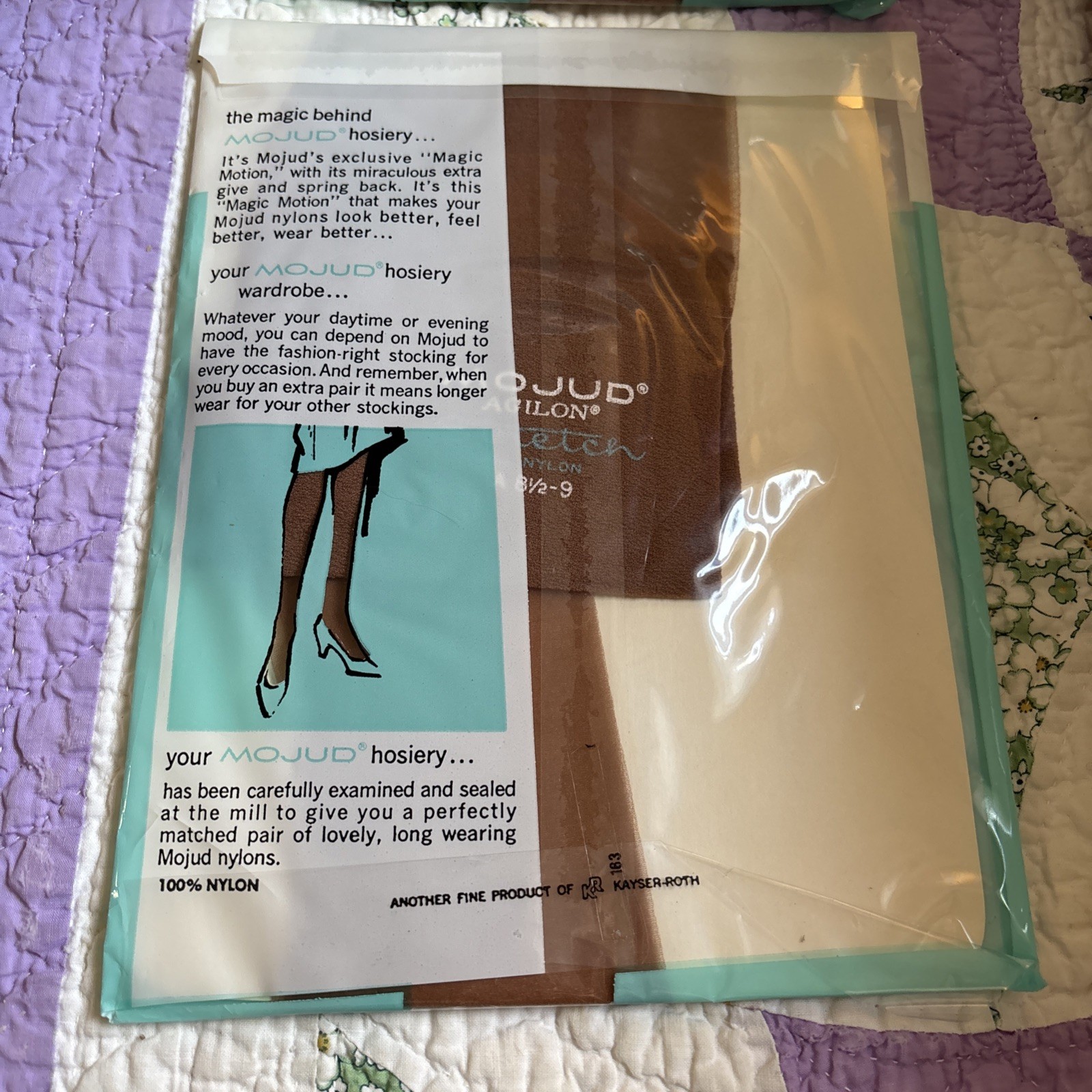 Two Pair NOS MOJUD Seamless Stretch Stockings Hosiery Desert Tan Style A 8 1/2-9