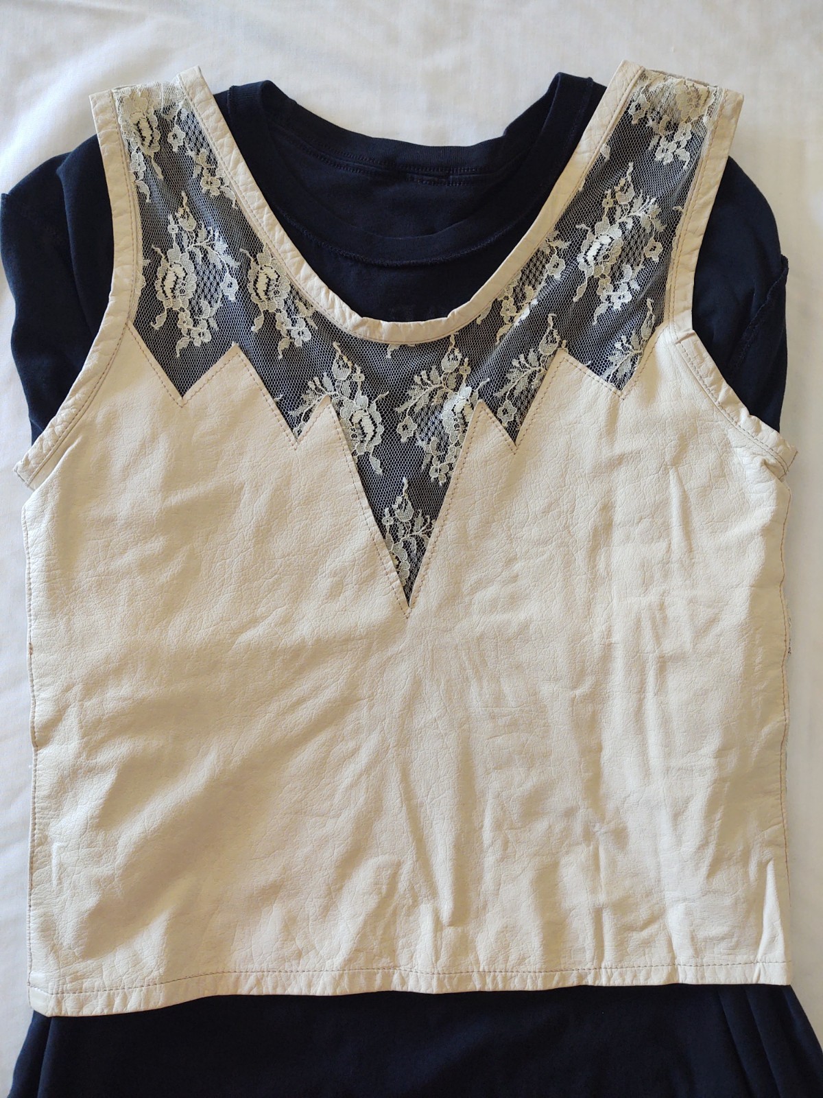 Vintage 1980&rsquo;s Leather and Lace Tank Top