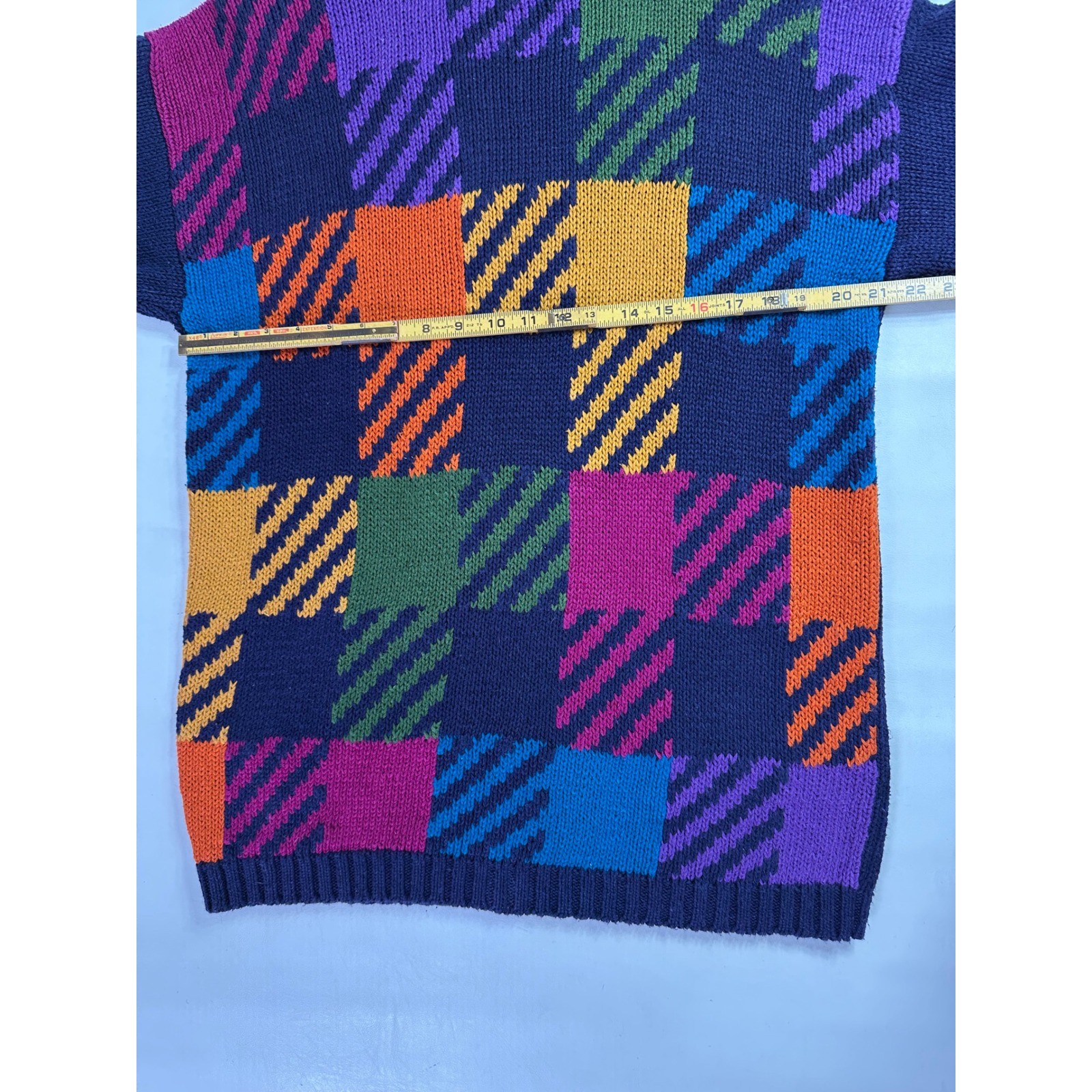 All Points Vintage 90s Colorblock Patchwork Mock Neck Sweater Y2K Medium