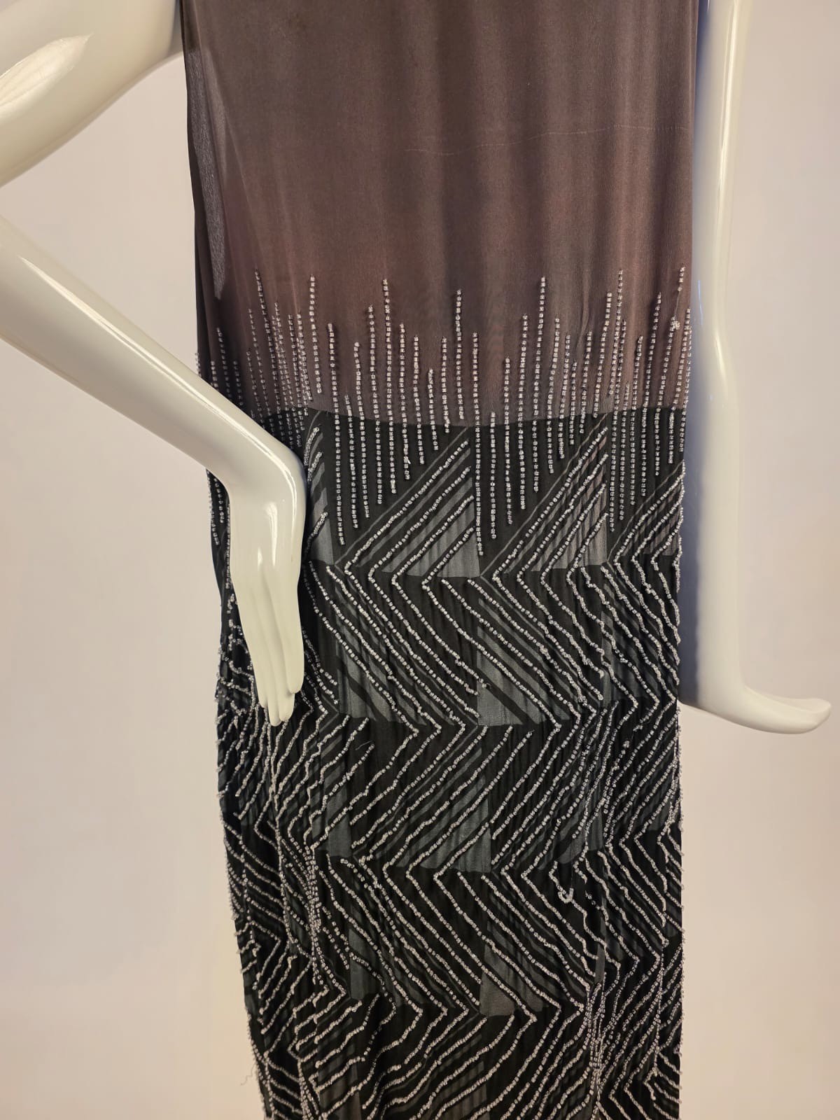 FLAPPER 1920’S BLACK + GREY 2 TONE HEAVILY BEADED DRESS