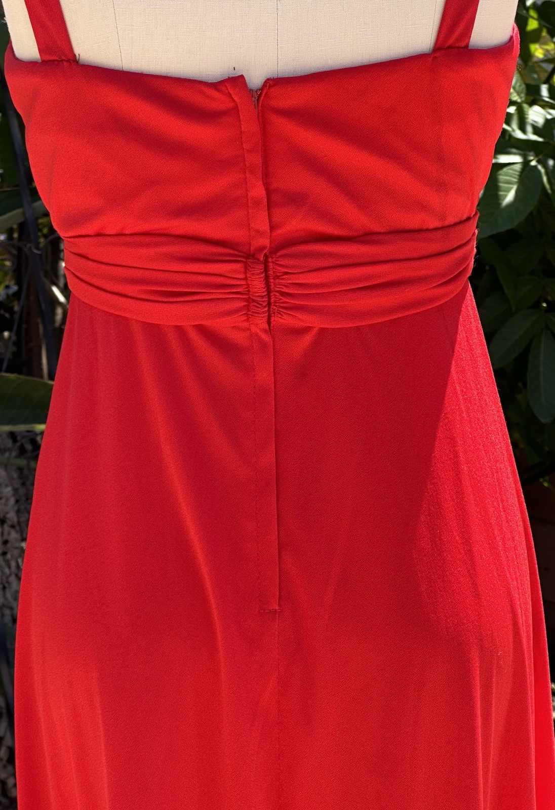 Vntg Lilli Diamond Red Evening Gown Long Cocktail Dress Beaded Waist V‑Neck 12