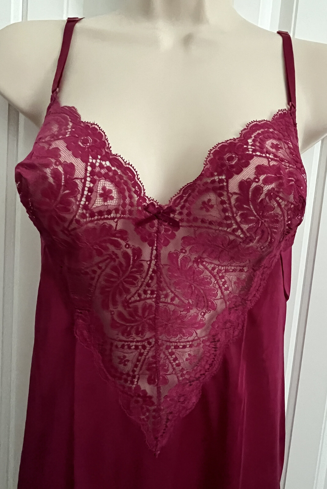 Vintage Full Slip Vassarette S Underneath It All Maroon Satin Lingerie Intimates