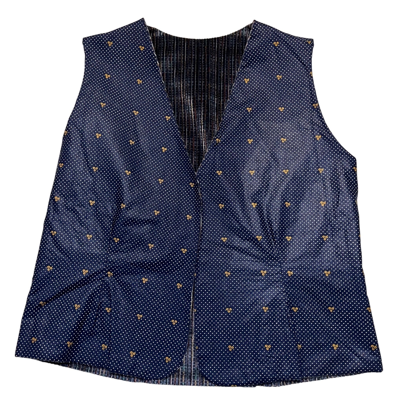 Vintage Blue Handmade Unique Reversible Retro Eclectic Indie Textured Vest L
