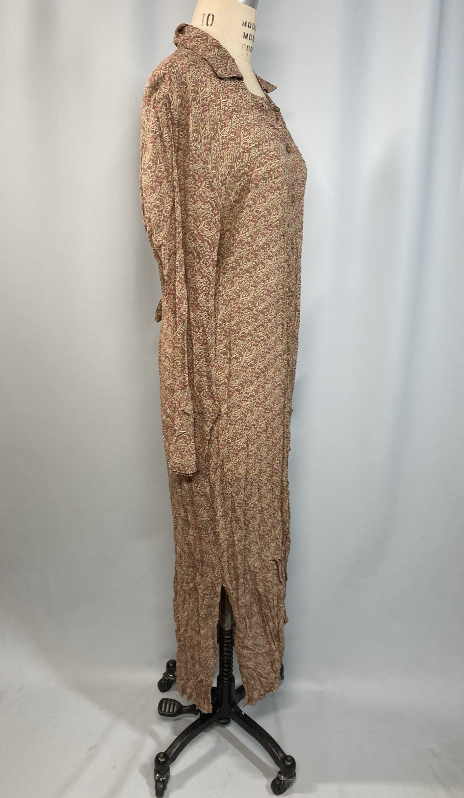 APRIL CORNELL Vintage Dress SIZE MEDIUM M long brown 90s Y2K Rayon sheer boho