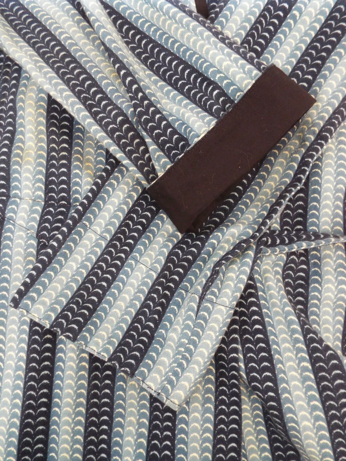 Vintage 1970s KENZO Jap Kimono Long Robe Dress 38 Blue Cotton Wrap Front Belt
