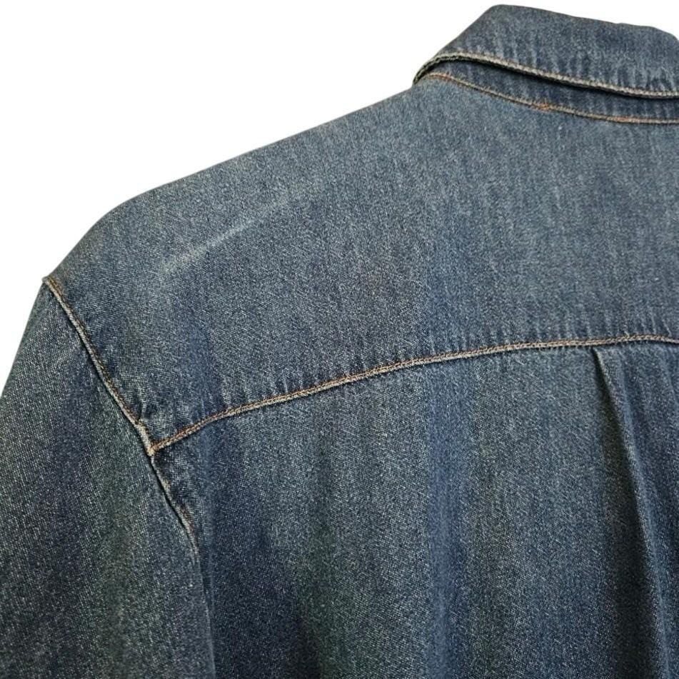 Vintage Nancy G Long Sleeve Denim Cinched Waist Midi Shirtdress 11 Medium