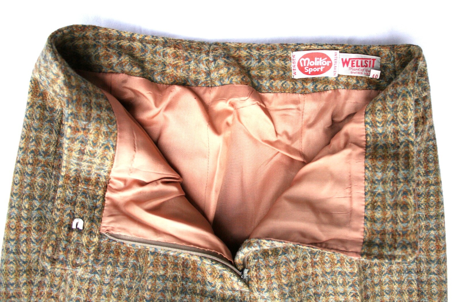 VTG Custom Molitor 70&rsquo;s Green Wool Plaid Pant Suit 40 EU/6 US Curvy PERFECT