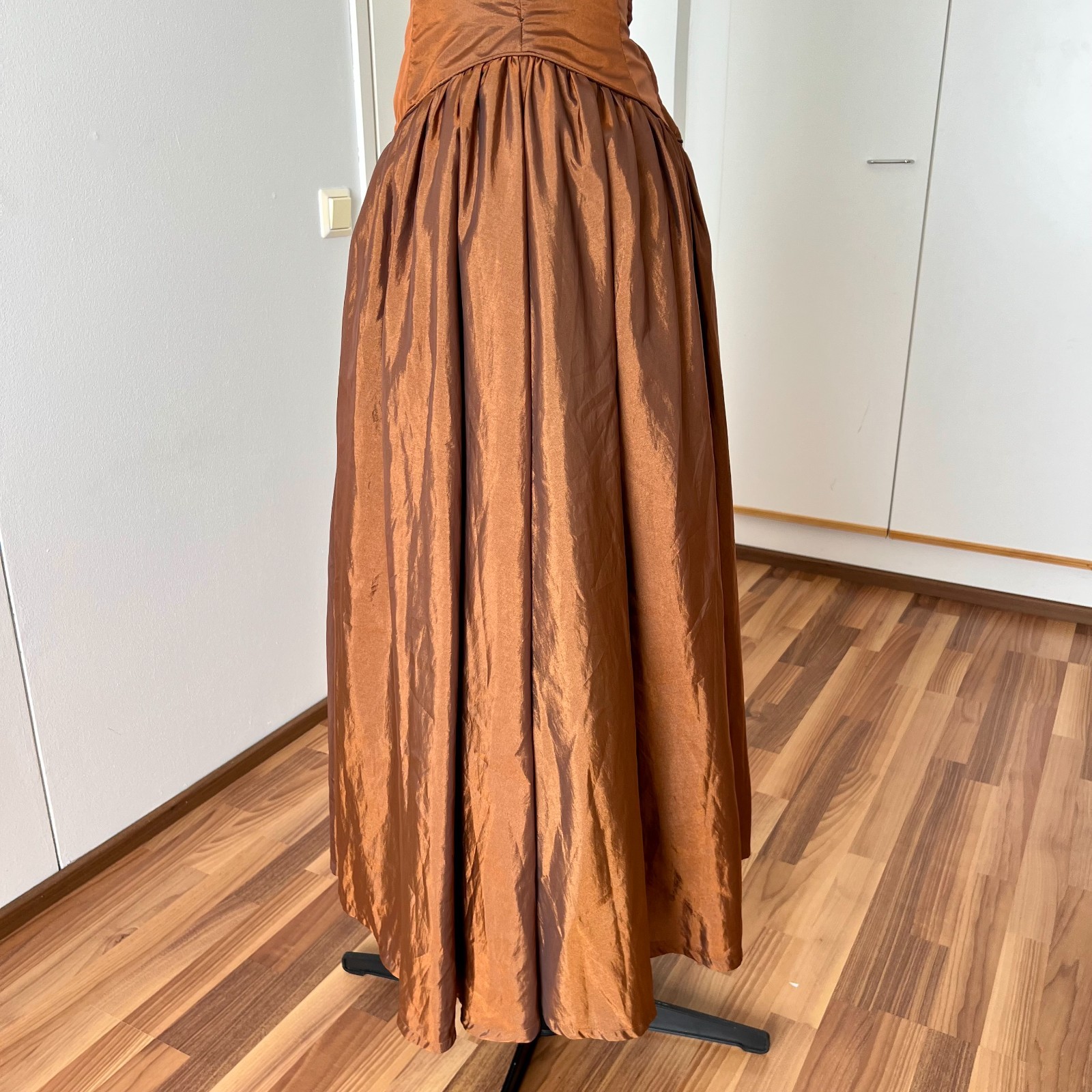 1980s JOHN CHARLES Taffeta Off Shoulder Cocktail Party Dress Basque Waist Prom