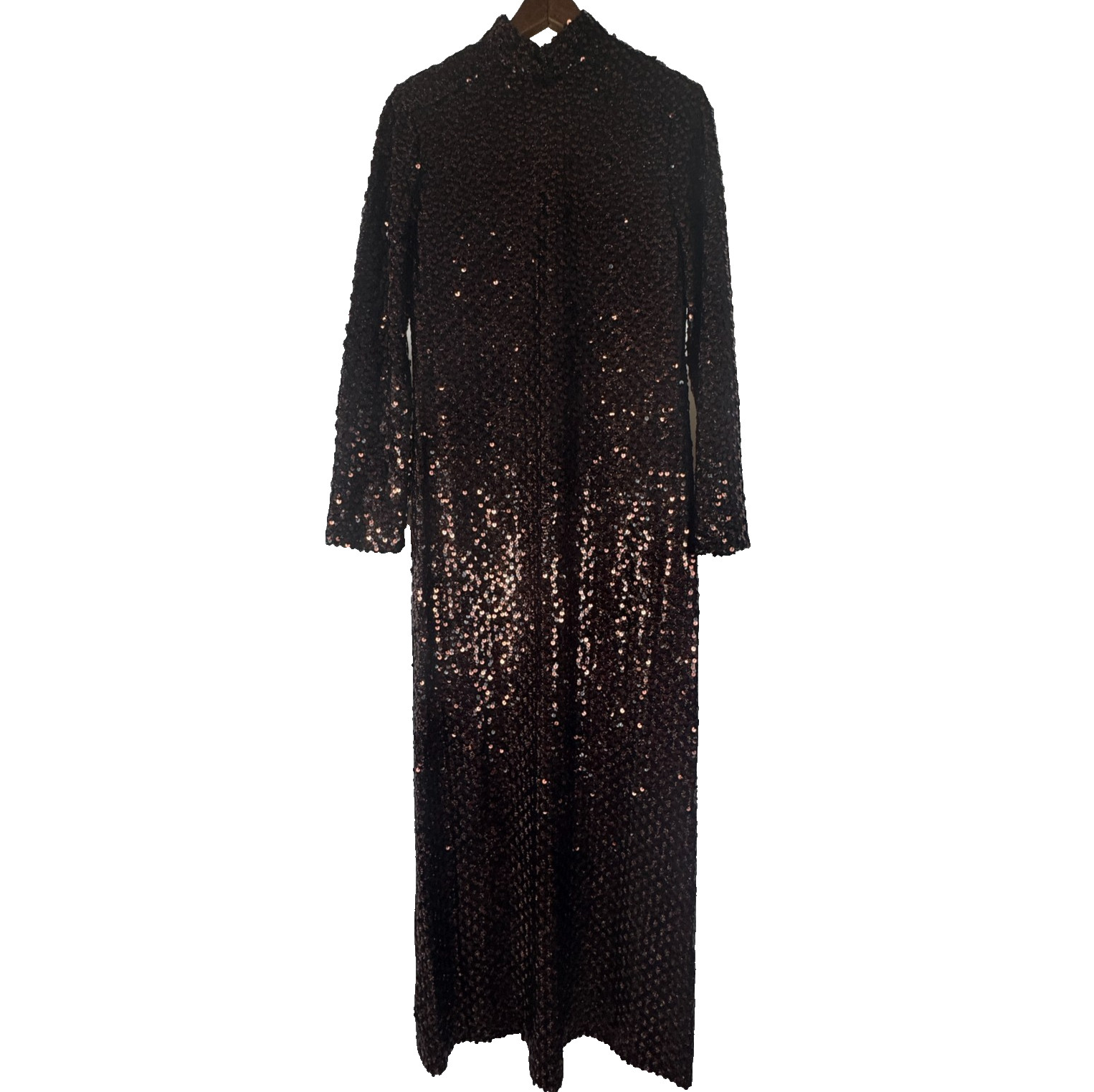 Marita By Anthony Muto Retro Bronze Sequined Long Vintage Dress 60&rsquo;s