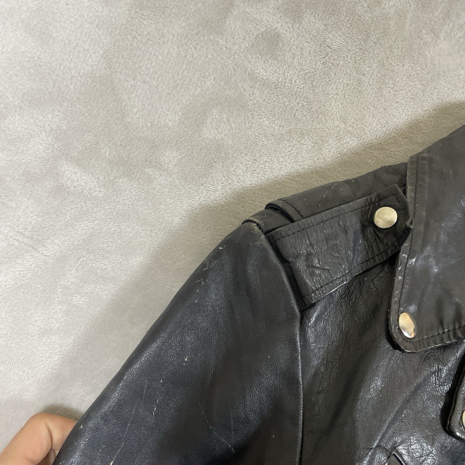 Vintage 70s Excelled Leather Jacket Womens 12 Made in USA Motorcycle Biker *read