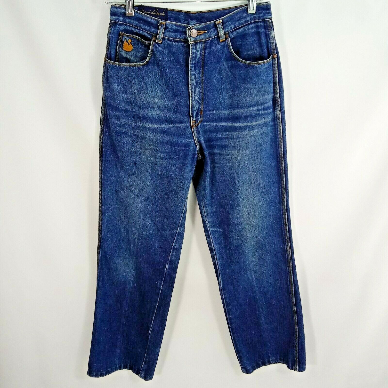 Vintage Gloria Vanderbilt by Murjani Jeans sz 12 27×28 Indigo High Waist Swan