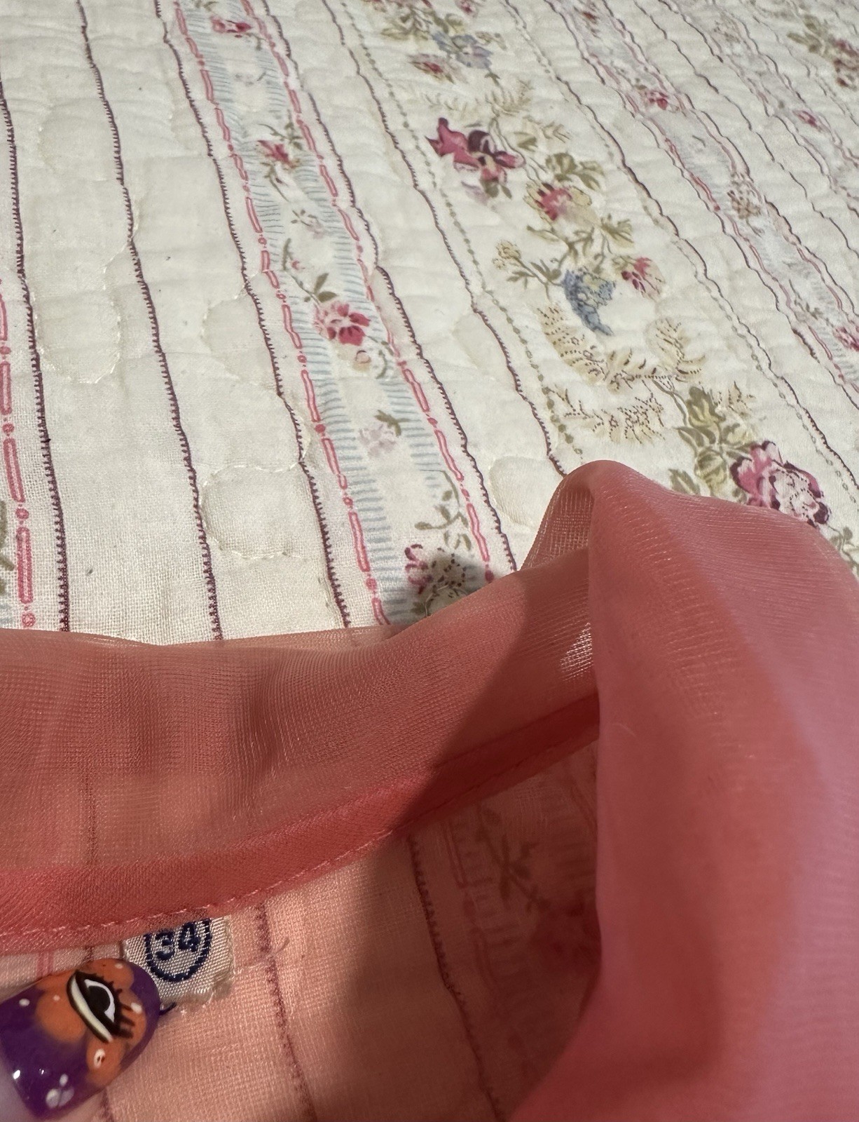 Vintage 1950s Judy Bond Sheer Coral Nylon Smocked Pintuck Rockabilly Pinup S M