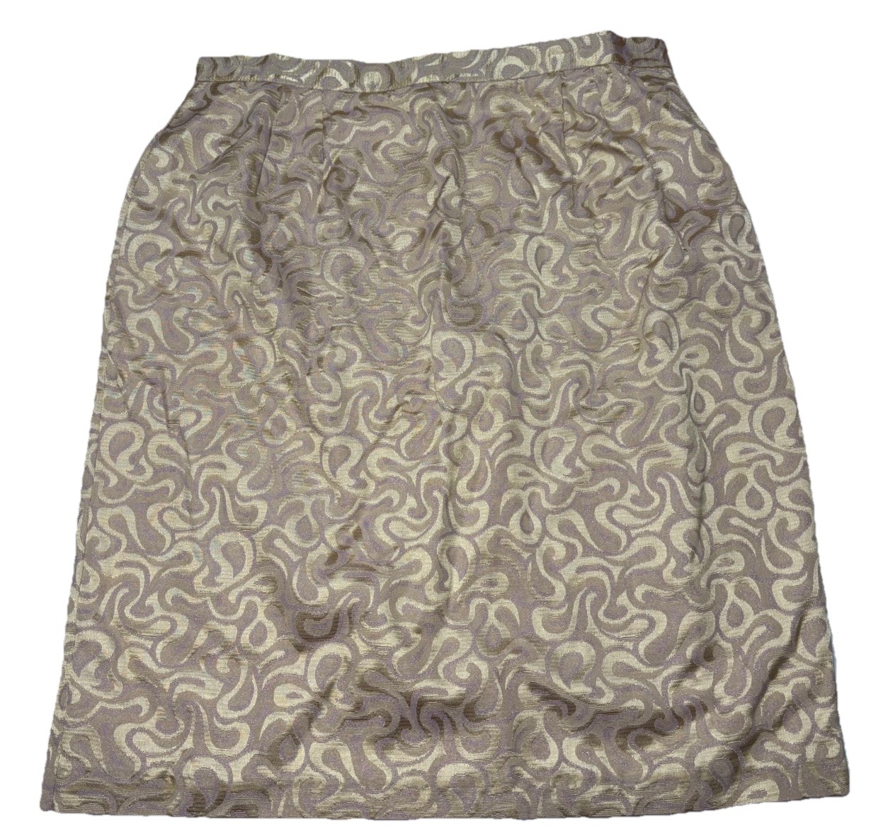 Vintage Club France 3 Pc Skirt Suit Womens 20 Gold Brocade Made USA