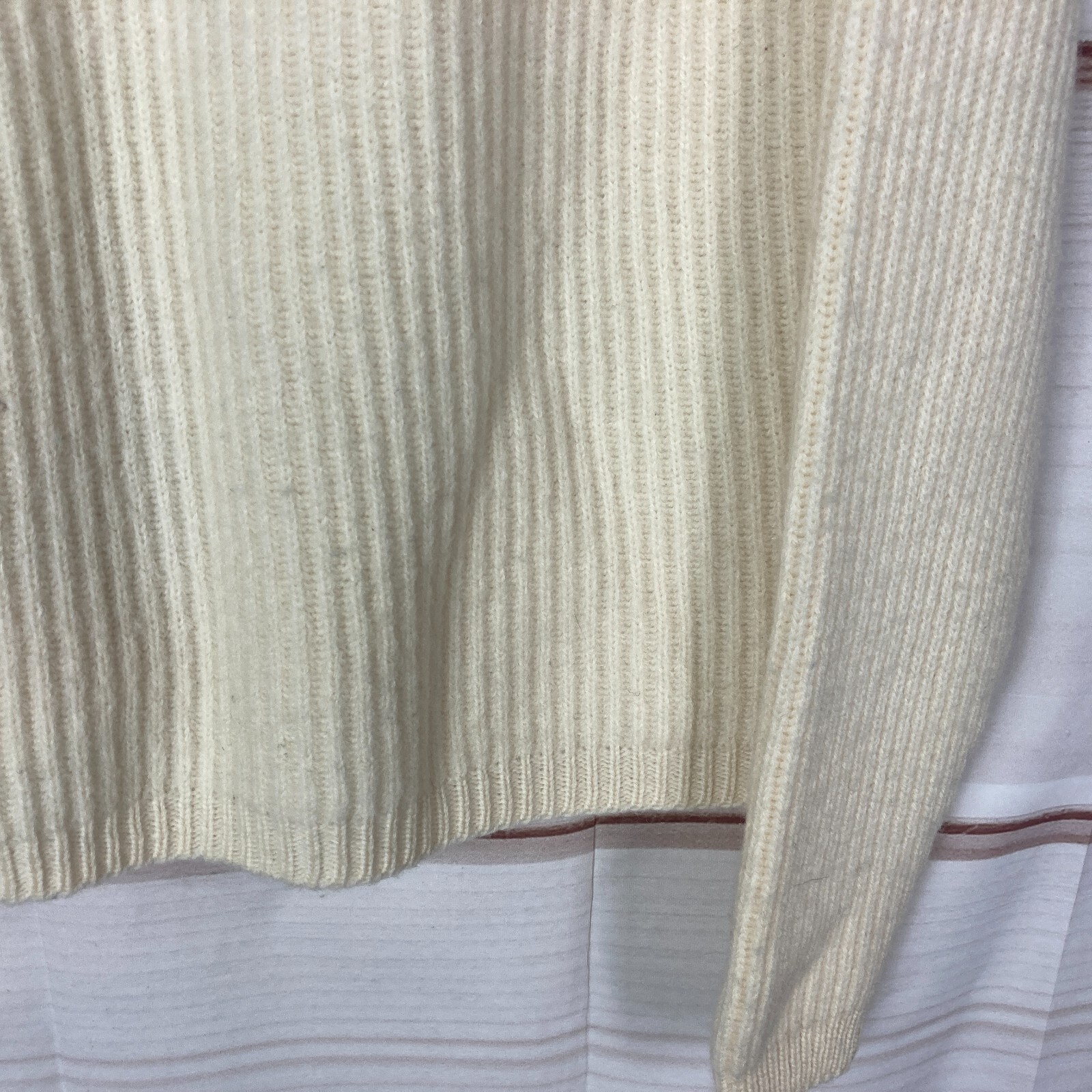 Pendleton Vintage Sweater Womens 38 Ivory Virgin Wool Cardigan Long Sleeve Solid
